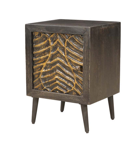 Ember Ridge Carved Wooden Bedside