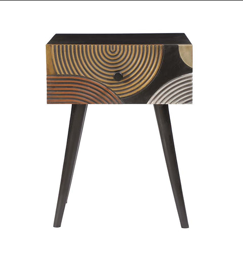 Aurora Groove Hand-Carved Accent Table