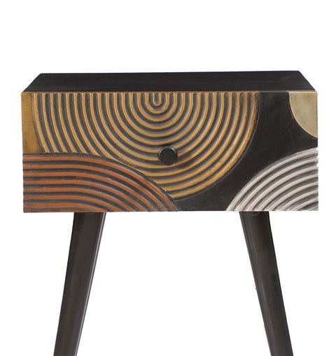 Aurora Groove Hand-Carved Accent Table