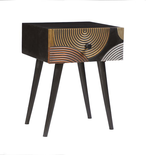 Aurora Groove Hand-Carved Accent Table