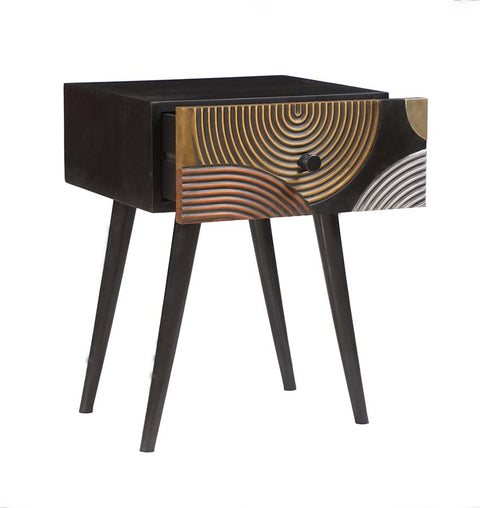 Aurora Groove Hand-Carved Accent Table