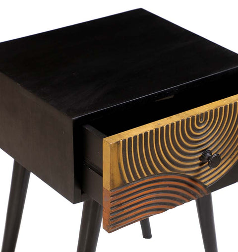 Aurora Groove Hand-Carved Accent Table