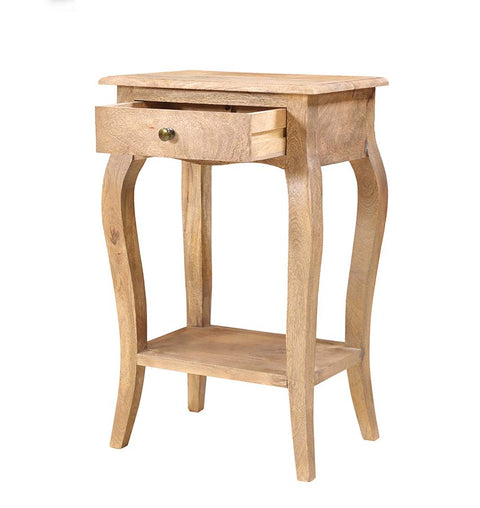 Classic & Timeless Wooden Bedside Table Curved Legs & Drawer - Simply Home