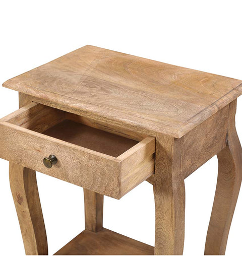 Classic & Timeless Wooden Bedside Table Curved Legs & Drawer - Simply Home