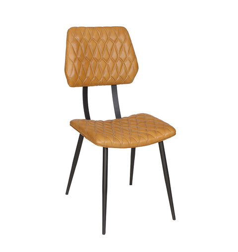 Elegant Iron Chair with Quilted Leather Upholstery