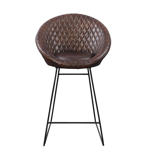 Leather Bar Stool with Iron Legs - Simply Home