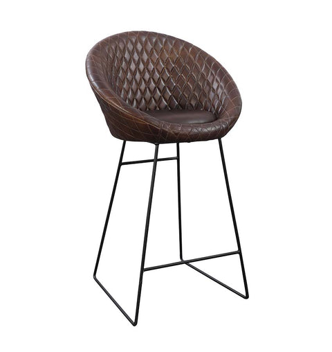 Leather Bar Stool with Iron Legs - Simply Home