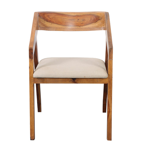 Handcrafted Wooden Chair with Upholstered Cushion