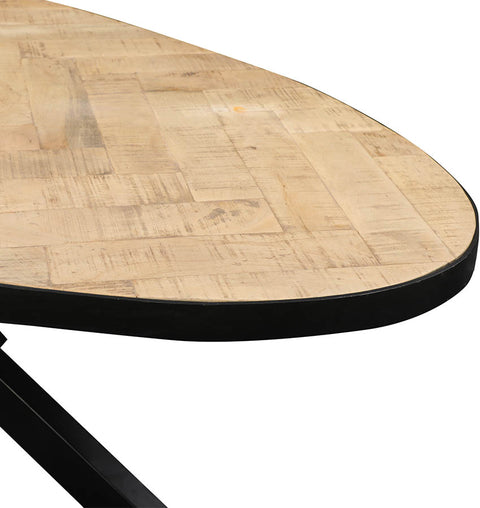 Round Wooden Dining Table with X-Base Metal Legs