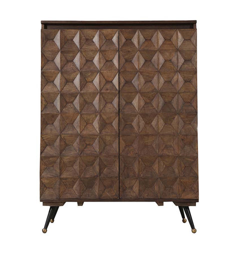 Handcrafted Wooden Bar Cabinet with Geometric Pattern - Simply Home