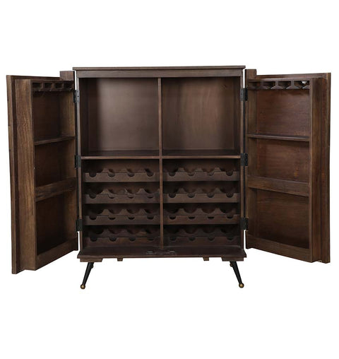 Handcrafted Wooden Bar Cabinet with Geometric Pattern - Simply Home