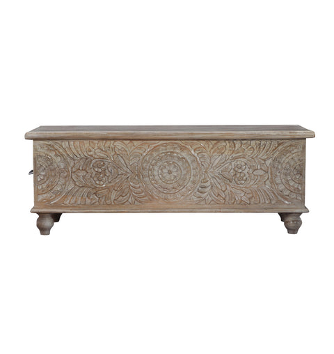 Rose Medallion Carved Storage Trunk