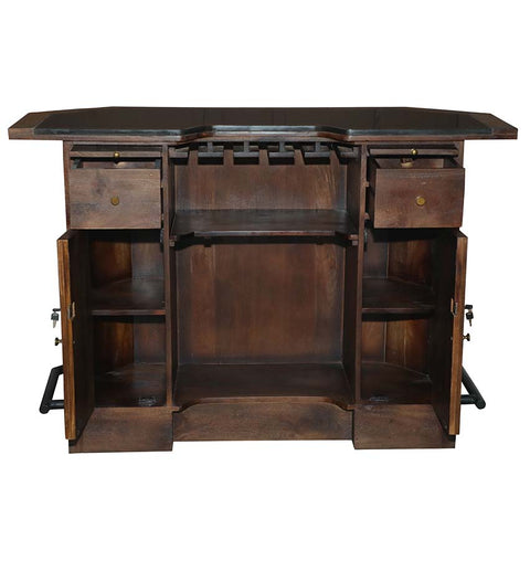 Elegant Rustic Marble-Top Home Bar