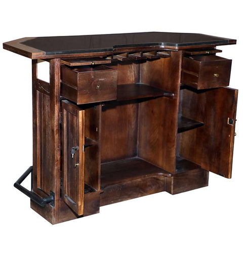 Elegant Rustic Marble-Top Home Bar