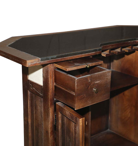 Elegant Rustic Marble-Top Home Bar