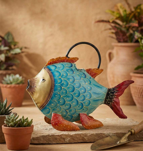 Handcrafted Iron Fish Watering Sprinkler for Garden & Home