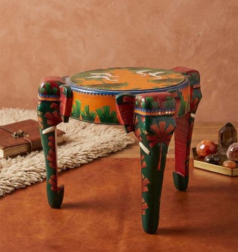 VANRAJ Handcrafted Elephant Side & End Table with Storage Drawer