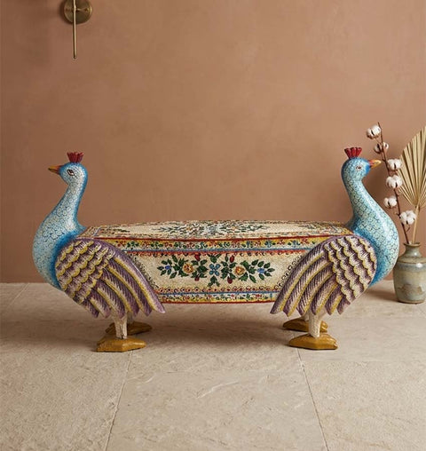 MORBAGH Handcrafted Peacock Bench