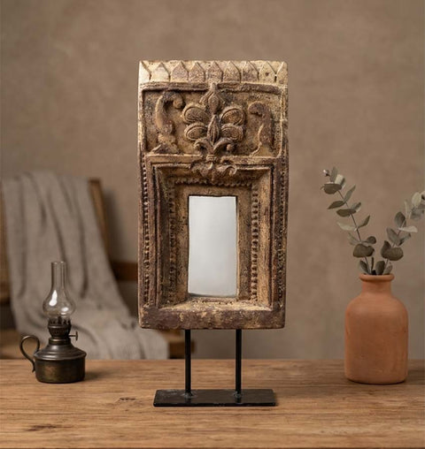 SHEESH MAHAL – Hand Carved Old Wooden Mirror Stand
