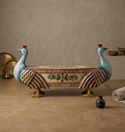 MORBAGH Handcrafted Peacock Bench