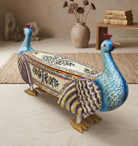 MORBAGH Handcrafted Peacock Bench