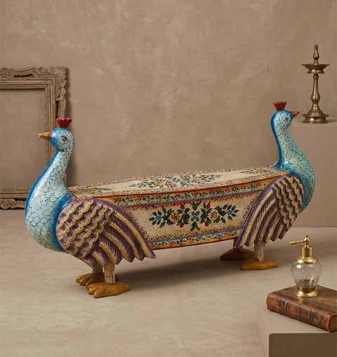 MORBAGH Handcrafted Peacock Bench