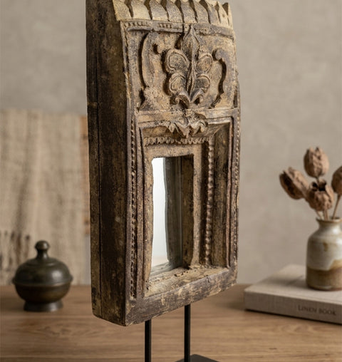 SHEESH MAHAL – Hand Carved Old Wooden Mirror Stand