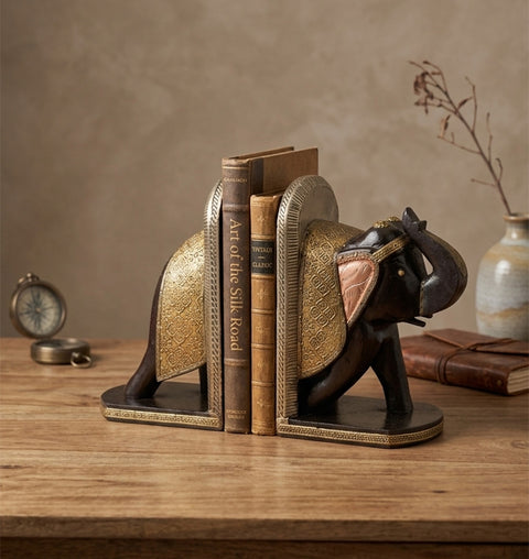 Rajhasti Brass Fitted Elephant Bookends