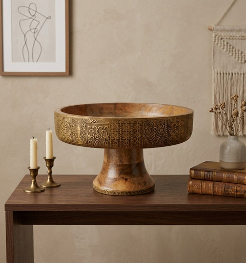 Swarna Brass Fitted Wooden Tray