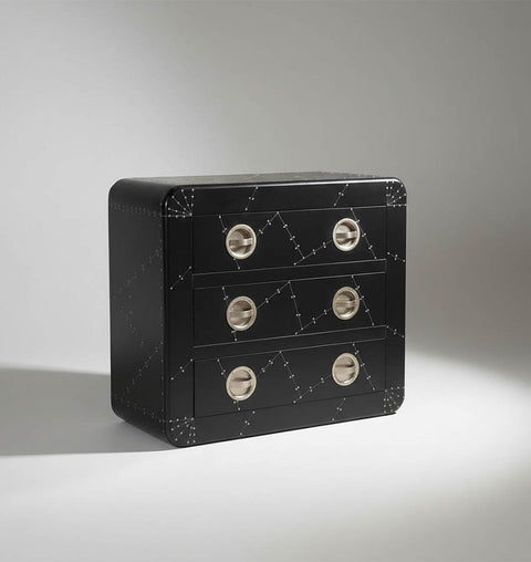 Black Domino Aviator Chest of 3 Drawers