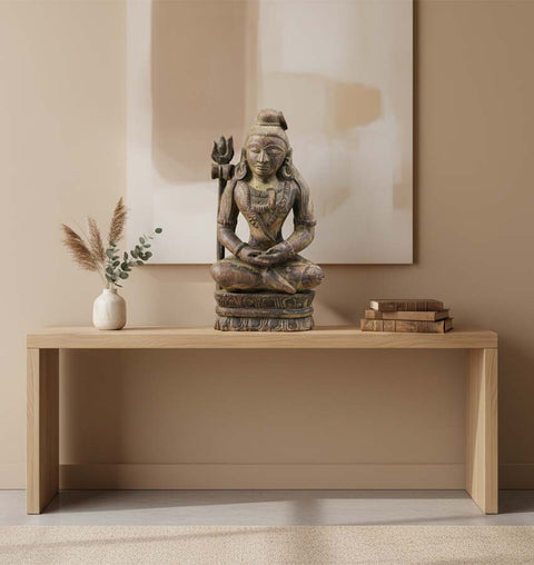Hand-Carved Shiva Sculpture
