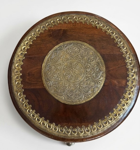 Mayura Brass Fitted Wooden Side Table