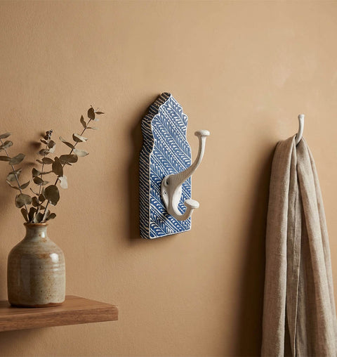 Hand-Painted Wooden Wall Hook Set of 3 with Folk Art Design