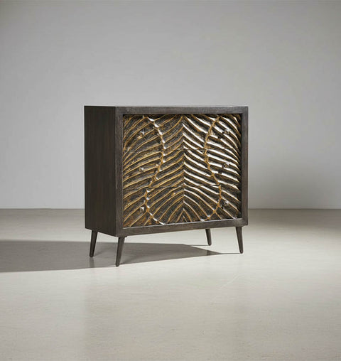 Mid-Century Modern Wooden Hand Carved Chest of 3 Drawers