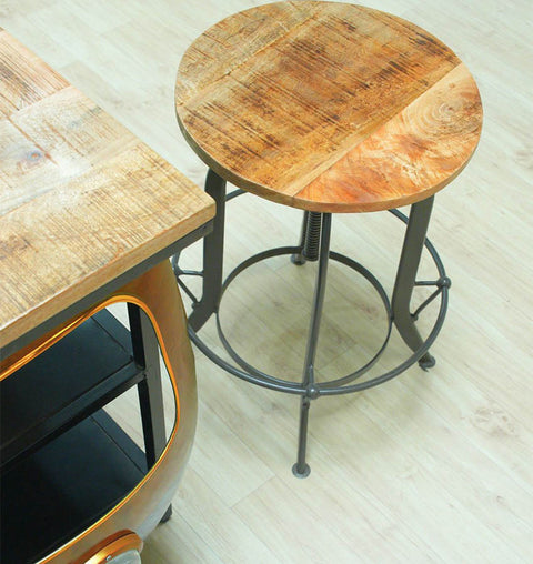Quirky Tuk-Tuk Bar Table in Iron with Compact Storage
