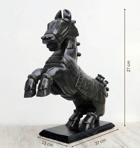 Handcrafted Black & Gold Wooden Horse Table Decor