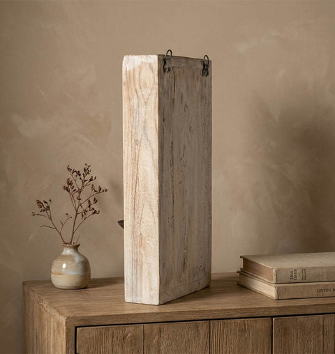 Hand Carved Wooden Wall Candle Holder