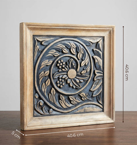 Handcrafted Wooden Carved Wall Panel – Small Decorative Art