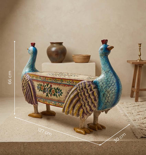 MORBAGH Handcrafted Peacock Bench