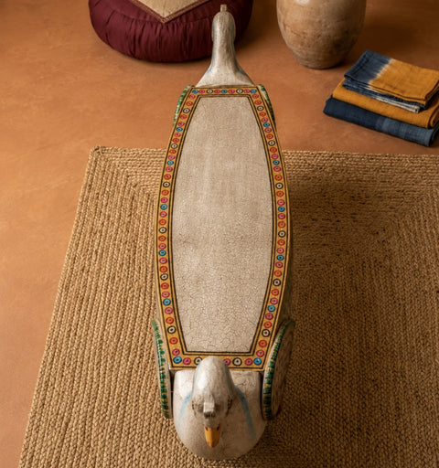 Hand Painted Swan Bench with Crackle Finish