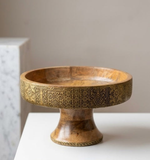 Swarna Brass Fitted Wooden Tray