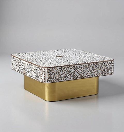 Floral Inlay Square Coffee Table - Simply Home