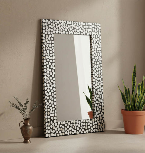 Modern Pebble Pattern Mother of Pearl Mirror Frame