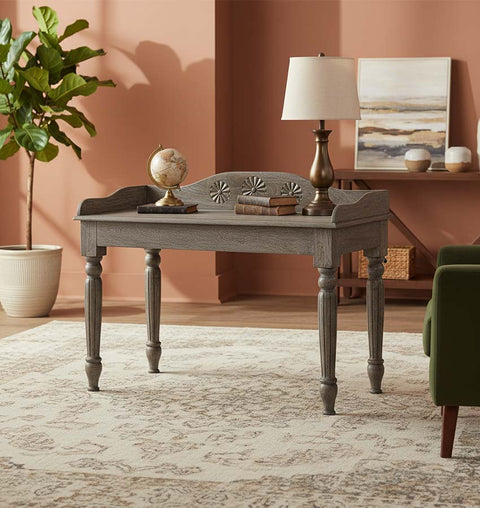 Wooden Carved Writing Desk and Turned legs