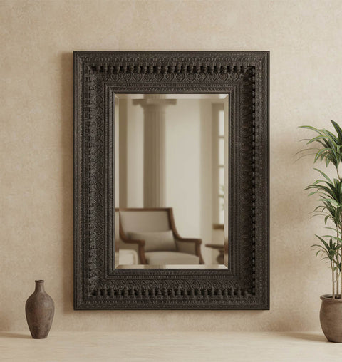 Spindle Hand-Carved Wall Mirror