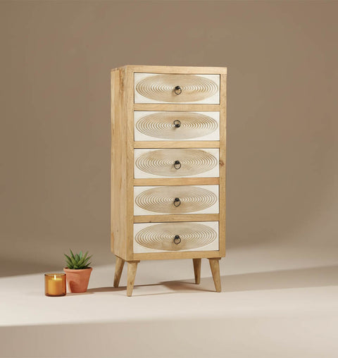 Majestic Hand Carving Solid Wood Chest of 5 Drawers