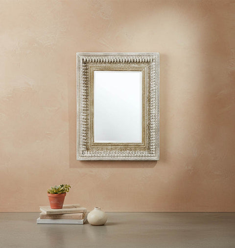 Spindle Hand-Carved Wall Mirror