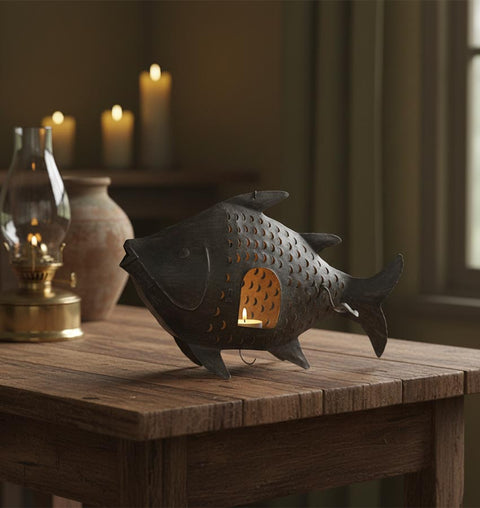 Iron Fish Candle Stand - Simply Home
