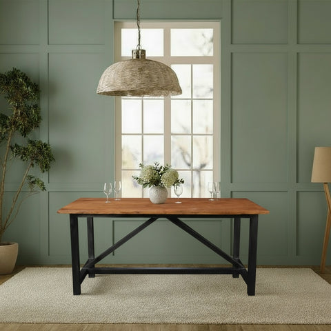 Heavy-Duty Wooden Rectangle Table with Metal Legs - Simply Home