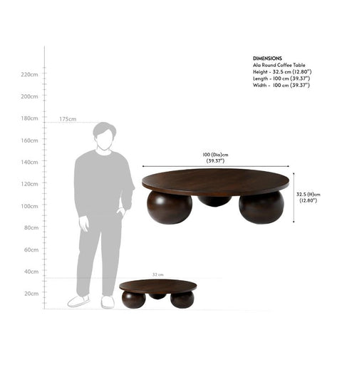 Wooden Round Coffee Table for Living Room